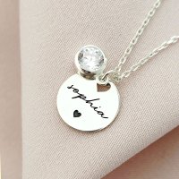 Lantisor Zirconia Charm - Pandantiv cu Nume si Simbol Inima - Argint 925 - 1