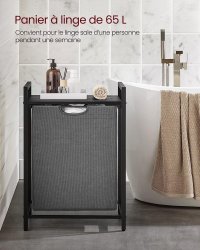 Cos de rufe Vasagle, Negru-Gri, Dimensiuni 50x33x76 cm - 1