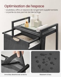 Cos de rufe Vasagle, Negru-Gri, Dimensiuni 50x33x76 cm - 3