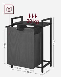 Cos de rufe Vasagle, Negru-Gri, Dimensiuni 50x33x76 cm - 6