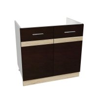 Masca chiuveta YANA, 2 usi, corp alb, fronturi sonoma inchis + deschis, 80x50x77 cm - 1