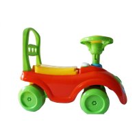 Masinuta copii Ride-On fara pedale Polo red cu spatiu de depozitare sub scaun, spatar detasabil, volan cu claxon - 2