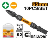 Set biti combinati PH2 + SL6 INGCO SDBIM21HL133 - 10 bucati pentru insurubari profesionale - 1