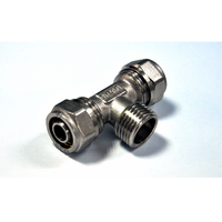 Fiting nedemontabil din alamă Teu 20 mm x 20 mm x 16 mm pentru tevi pexal - 1