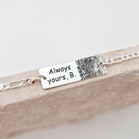 Bratara personalizata - placuta cu amprenta si text gravat - Argint 925 - bratara barbati cu lant - 1