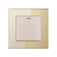 Intrerupator Cap Scara Cu Panou din Sticla Securizata Techstar® TGS 01, 220V, 16A, 86 x 86 mm, Auriu, cu 1 Modul - 5