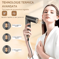 Uscator de par multifunctional 5 in 1, 1000W, 60000 RPM, 200 milioane Ioni Negativi, 3 trepte temperatura, Negru Auriu - 12