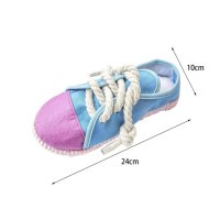 SHAW Pantof, jucărie de ros câini, dentiție, cu sunet, pânză SHAW Pantof, jucărie de ros câini XS-M, dentiție, cu sunet, pânză, albastru și roz, 24x10x8cm, 1buc - 3