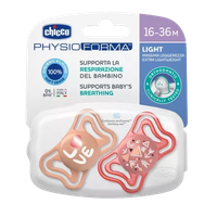 Suzete silicon PhysioForma Light Glow Roz 16-36 luni 2 buc Chicco - 1