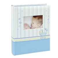 Album foto baby chart book, personalizabil, 300 fotografii, 10x15 cm, spatiu notite, pagini cartonate culoare albastru - 3