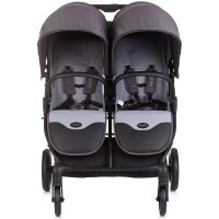 Carucior pentru gemeni Chipolino Top Stars anthracite cu spatar reglabil, suspensii, suport picioare ajustabil, bara de protectie detasabila si accesorii - 2