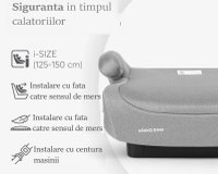 Inaltator auto KikkaBoo i-Go i-Size Light Grey, 125-150 cm, cu husa detasabila si ghidaj pentru centura - 4