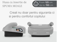 Inaltator auto KikkaBoo i-Go i-Size Light Grey, 125-150 cm, cu husa detasabila si ghidaj pentru centura - 5