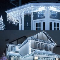Instalatie 20 metri ALB RECE 500 LED tip turturi franjuri - 1