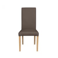 Scaun living TEO, picioare lemn natur, piele ecologica gri elefant, 46x60x98 cm - 1