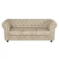 Canapea CHESTERFIELD fixa, 3 locuri, cu arcuri, bej, 205x90x80 cm - 1