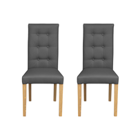 Set 2 scaune living TEO LUX, picioare lemn natur, piele ecologica gri, 46x60x98 cm - 1