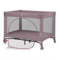 Patut pliabil, Lionelo, Laura, 102 x 74 cm, Cu doua nivele, Functie de tarc, Cu roti, Include salteluta si geanta de transport, Pereti din plasa, Deschidere laterala, Pana la 15 kg, 0 luni +, Roz - 1
