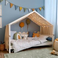 Baldachin muselina pentru pat tip casuta, Little Amy, Bej, 400 cm - 1