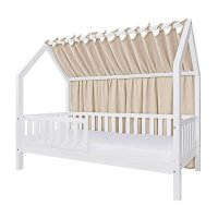Baldachin lateral din muselina pentru pat tip casuta, Little Amy, Bej, 160x155 cm - 2