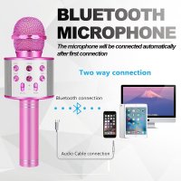 Microfon Wireless Karaoke MRG MWS858, Bluetooth, Reincarcabil, Boxa, Roz - 4