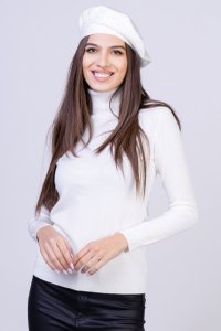 Helanca alba din tricotaj cu guler inalt, marimi mari - 1