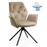 Scaun rotativ BUC 0224 din catifea bej - confort si eleganta in living - 1