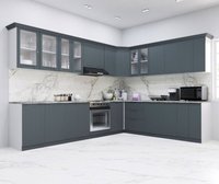 Set Bucatarie SPACE COLT 300x250 cm, 15 Corpuri, Blat Termorezistent, Fronturi MDF Antracit - 1