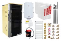 Pachet Termoșemineu Fornello Primo Truva 25 kW Ivory, pompa de circulatie, vas de expansiune, supape de siguranta, curatare mecanica creuzet, Calorifere, Boiler 100 l, kit evacuare 3.5 ml, Termostat Salus 091FLRFV2, Aspirator Cenusa si fitinguri - 1