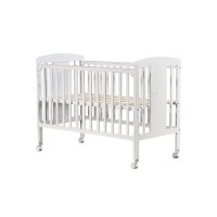 Patut pentru Bebe Qmini Iris, 120x60 cm, Cu Laterala Culisanta si Roti, Din Lemn de Pin si MDF, Sina pentru Dentitie - 1