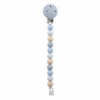 Clema pentru suzeta Nattou din silicon 100% fara BPA, cu margele, 30x7x18 cm, design neutru/albastru - 1