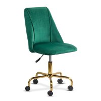 Scaun de birou OFF 642 verde din catifea cu baza aurie - 1