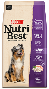 Hrana Uscata Caini Premium, NutriBest Adult Dog 7+, Pui si Orez, 3 kg - 1