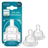 Set 2 Tetine Philips Avent Anti-colici SCY761/02 pentru Sugari, Debit 1, Transparent, Recomandate de la 0 luni - 1