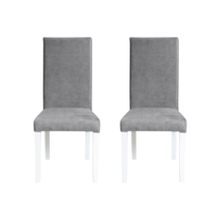 Set de 2 scaune TEO pentru living, picioare din lemn alb, tapiterie gri deschis, dimensiuni 46x60x98 cm - 1