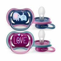 Set 2 suzete bebelusi, Philips Avent, Ultra Air, Ortodontice, Ventilate, Tetina extra-ferma, Fara BPA, Peste 18 luni, Deco Gri/ Roz - 1