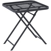 Outsunny Masa Pliabila de Gradina 70 x 70 cm, Rezistenta la Intemperii, Design Decupat Pătrată Negru | Aosom Romania - 1