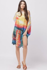 Rochie de plaja poncho din matase cu imprimeu apus pe apa - 1
