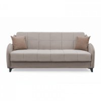 Canapea extensibila WAVE, 3 locuri, bej si maro, cu arcuri si lada de depozitare, dimensiuni 198x80x80 cm - 1