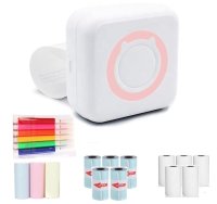 Mini imprimanta de buzunar cu Bluetooth fara Cerneala Roz + 1 Sul Hartie - 1
