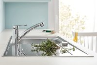 Baterie bucatarie Grohe StartEco, pipa joasa,crom, furtunuri flexibile-31685000 - 1