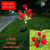 Set 2 Lampi Solare tip Trandafiri cu 7 LED-uri, 74cm, Senzor de lumina, 800mAh, IP65, Multicolor - 7