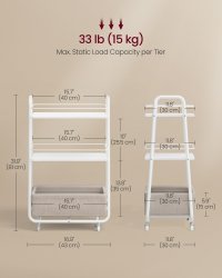 Carucior de depozitare Vasagle Alb 43.2x30.4x81 cm - 7