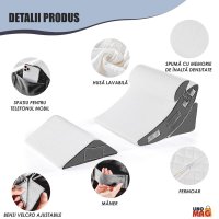 Set 4 Perne Ortopedice Reglabile Linomag®, Spuma memorie, Suport complet, Husa lavabila, Alb/Gri inchis - 4
