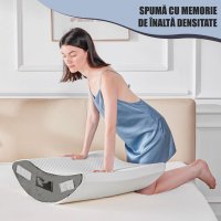 Set 4 Perne Ortopedice Reglabile Linomag®, Spuma memorie, Suport complet, Husa lavabila, Alb/Gri inchis - 3