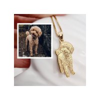 Lantisor personalizat cu poza pentru caini - Argint 925 placat cu Aur Galben 18K - 1