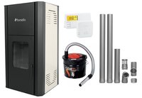 Pachet Termosemineu peleti Fornello Primo Pellet Ivory 30 kw, complet echipat cu pompa, vas expansiune, automatizare, culoare Ivory, kit evacuare 2.5 ml, Termostat Salus 091FLRFV2, Aspirator Cenusa - 1