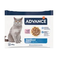 ADVANCE Sterilised Curcan - Plic Hrană Umedă pentru Pisici Sterilizate, Multipack 85g x 4buc - 2