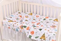 Set complet 7 piese lenjerie si aparatori patut 120x60 cm din bumbac model animalute - 1