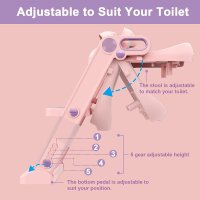Reductor toaleta pentru copii Little Mom Potty Training White, pliabil, cu sezut moale din spuma PU, reglabil pe inaltime 5 nivele, manere ergonomice,pentru copii cu varsta pana la 7 ani, compatibilitate universala - 11